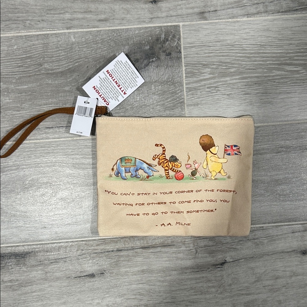 Disney Beige Wristlet with Pooh and Friends